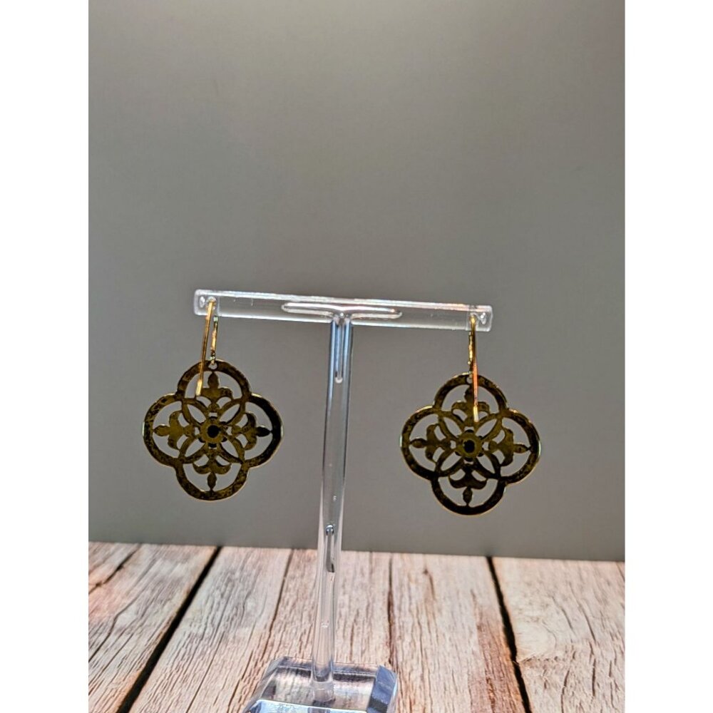 Handcrafted Brass Floral Drop Earrings Lightweight & Elegant Design